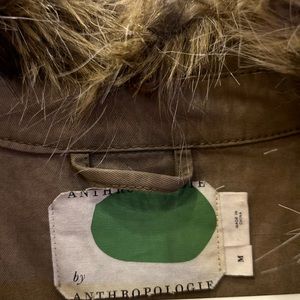 Anthropology Army/Faux Fur coat